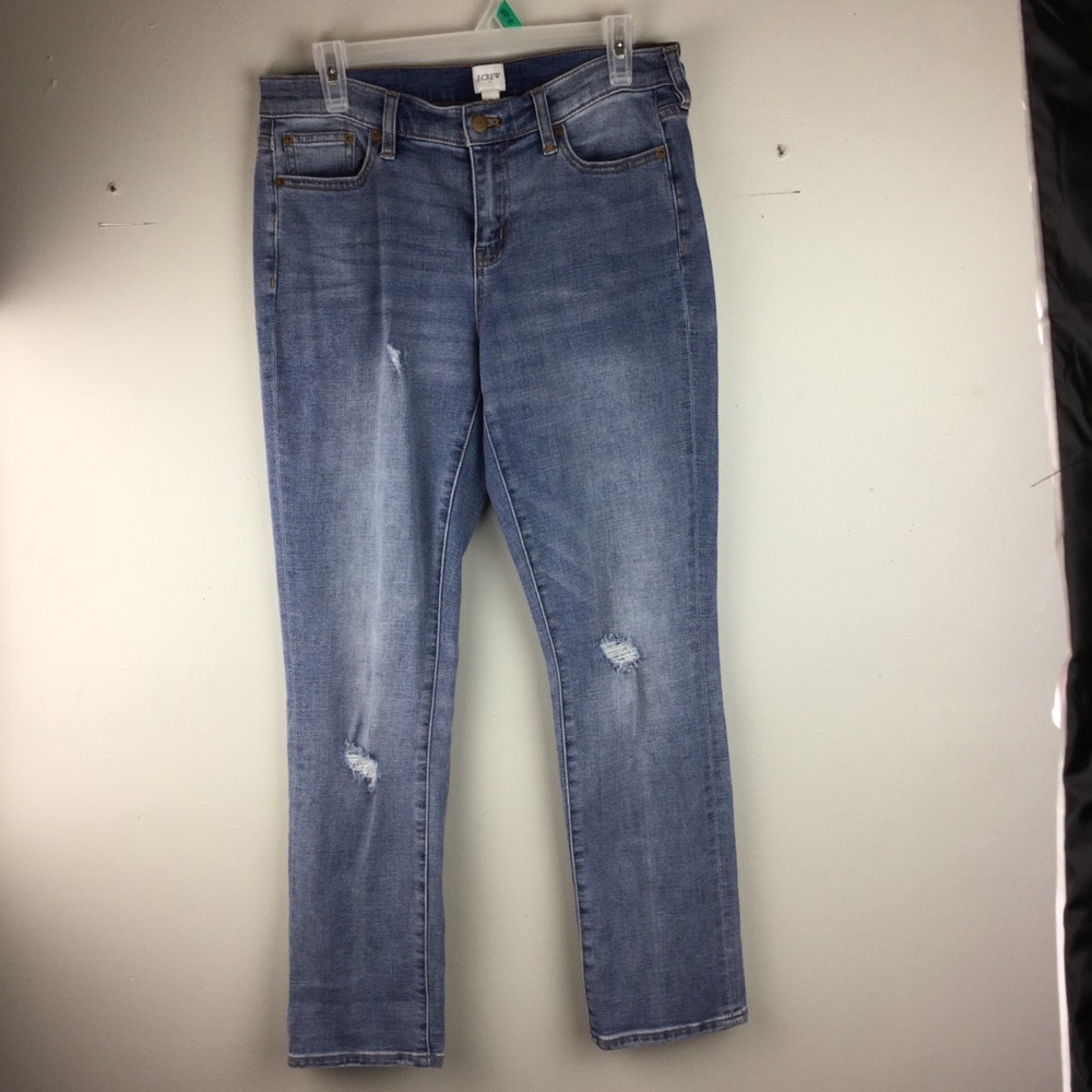 J Crew tapered distressed jeans